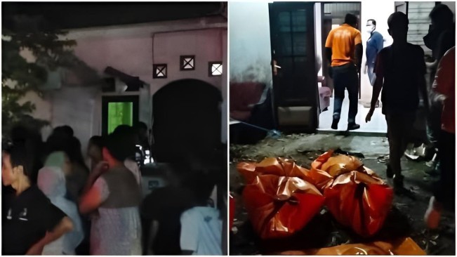 TKP pembunuhan keluarga Sahroni di Indramayu. (X)